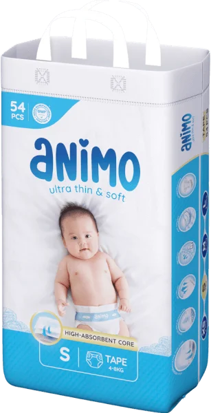 Tã dán Animo Siêu Mềm Thoáng (S, 54 miếng)