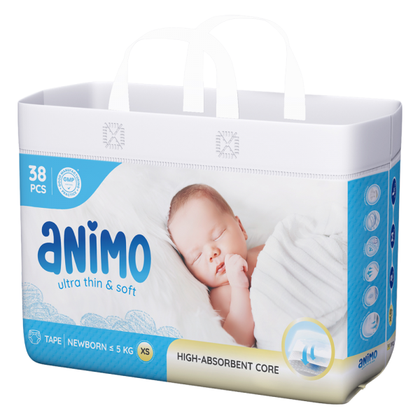 Tã dán Animo Siêu Mềm Thoáng (XS, 38 miếng)