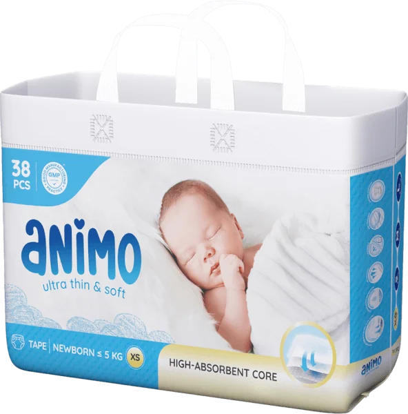 Tã dán Animo Siêu Mềm Thoáng (XS, 38 miếng)