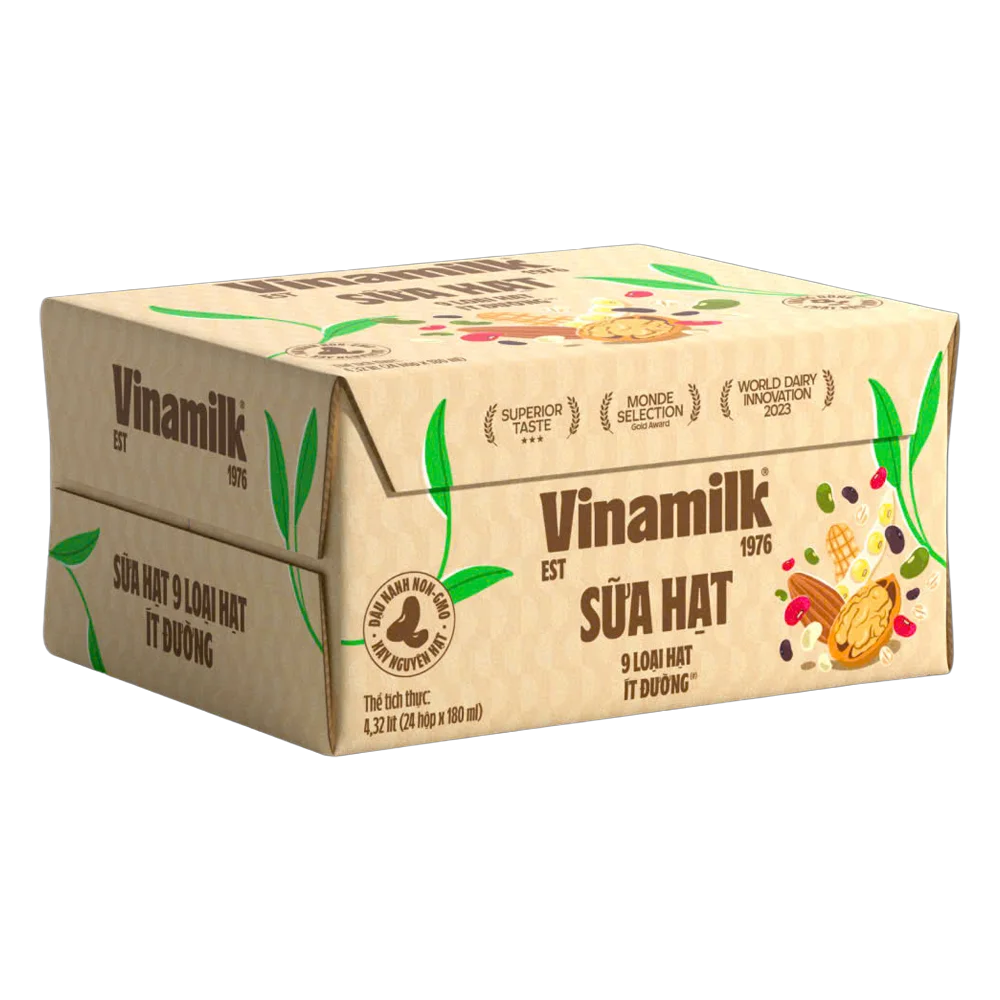 Thùng 6 lốc Sữa hạt 9 loại hạt Vinamilk ít dường 180ml (lốc 4 hộp)