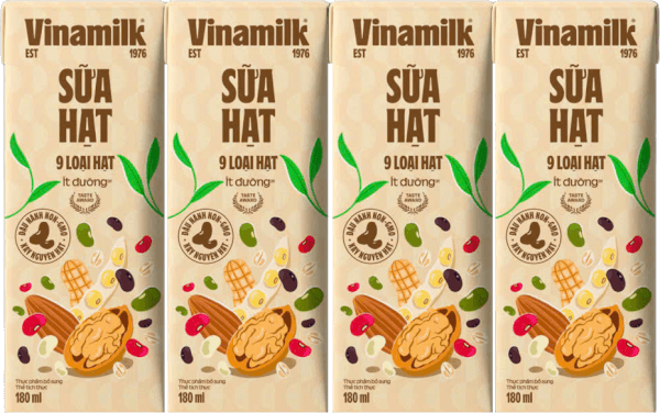 Sữa hạt 9 loại hạt Vinamilk ít dường 180ml (lốc 4 hộp)