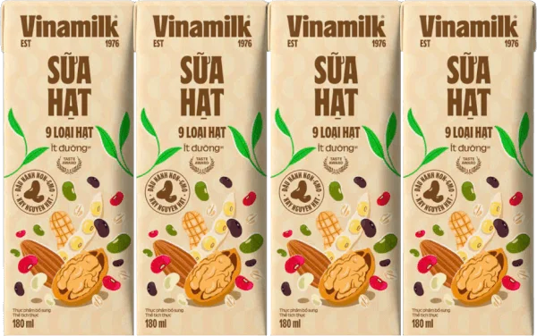 Sữa hạt 9 loại hạt Vinamilk ít dường 180ml (lốc 4 hộp)
