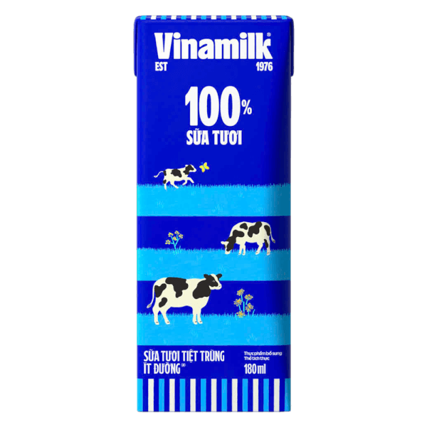 Thùng Sữa tươi tiệt trùng ít đường Vinamilk 180ml (Lốc 4 hộp)