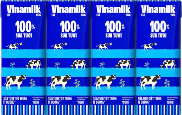Combo 4 lốc Sữa tươi tiệt trùng ít đường Vinamilk 180ml (Lốc 4 hộp)