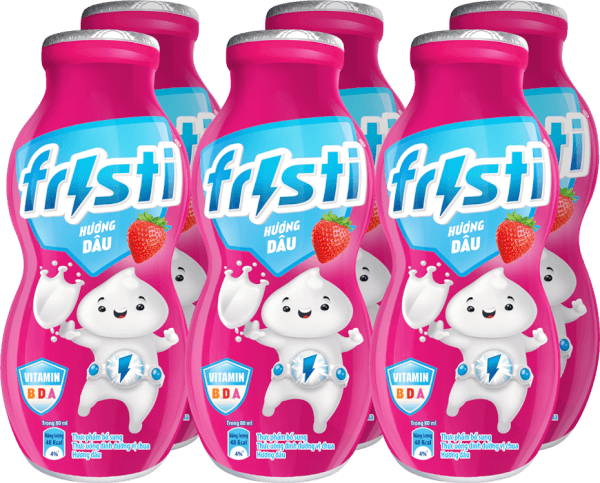 Combo 2 Sữa chua uống Fristi hương dâu 80ml (lốc 6 chai)