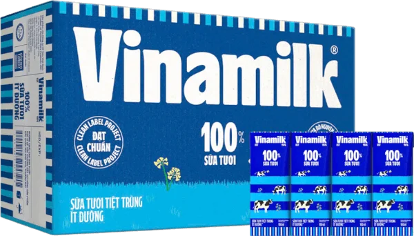 Thùng Sữa tươi tiệt trùng ít đường Vinamilk 180ml (Lốc 4 hộp)
