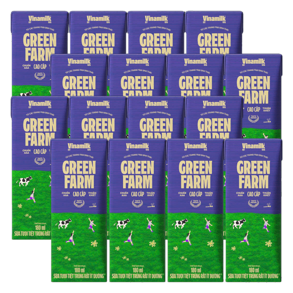 Combo 4 Sữa tươi tiệt trùng Vinamilk Green Farm rất ít đường 180ml (lốc 4 hộp)