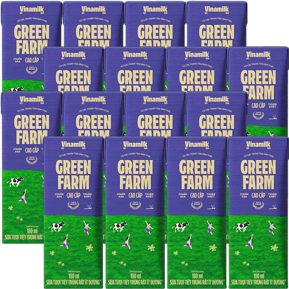 Combo 4 Sữa tươi tiệt trùng Vinamilk Green Farm rất ít đường 180ml (lốc 4 hộp)