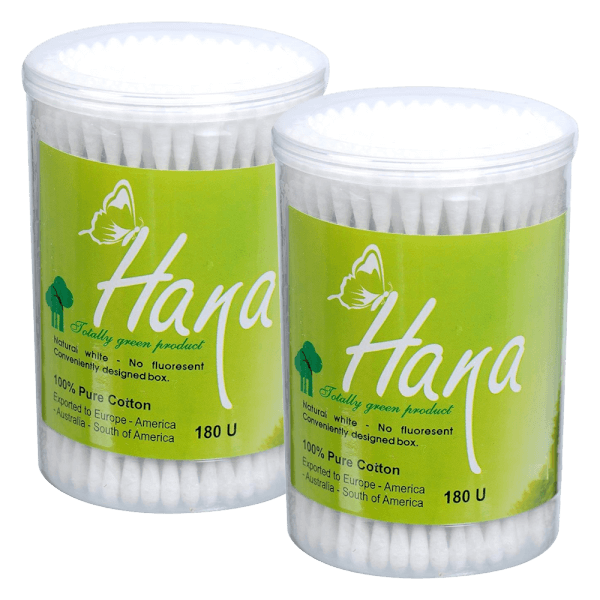 Combo 2 Tăm bông trẻ em cao cấp Hana - Nắp xoay thông minh