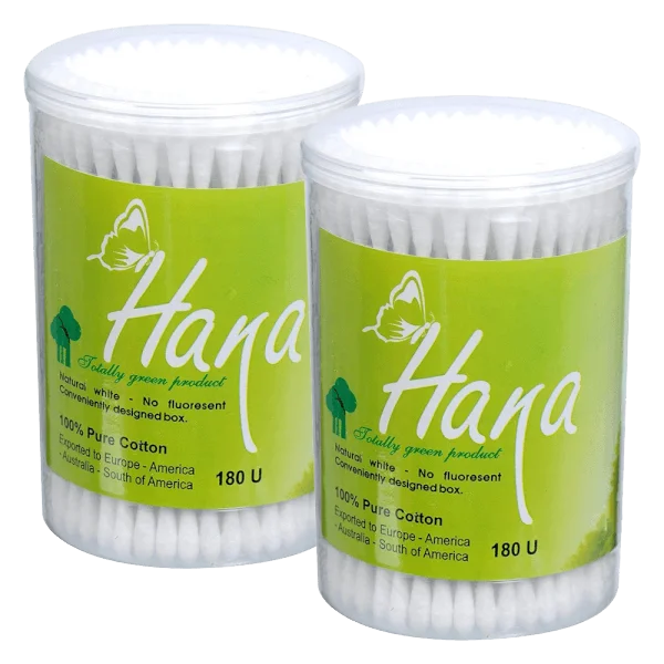 Combo 2 Tăm bông trẻ em cao cấp Hana - Nắp xoay thông minh