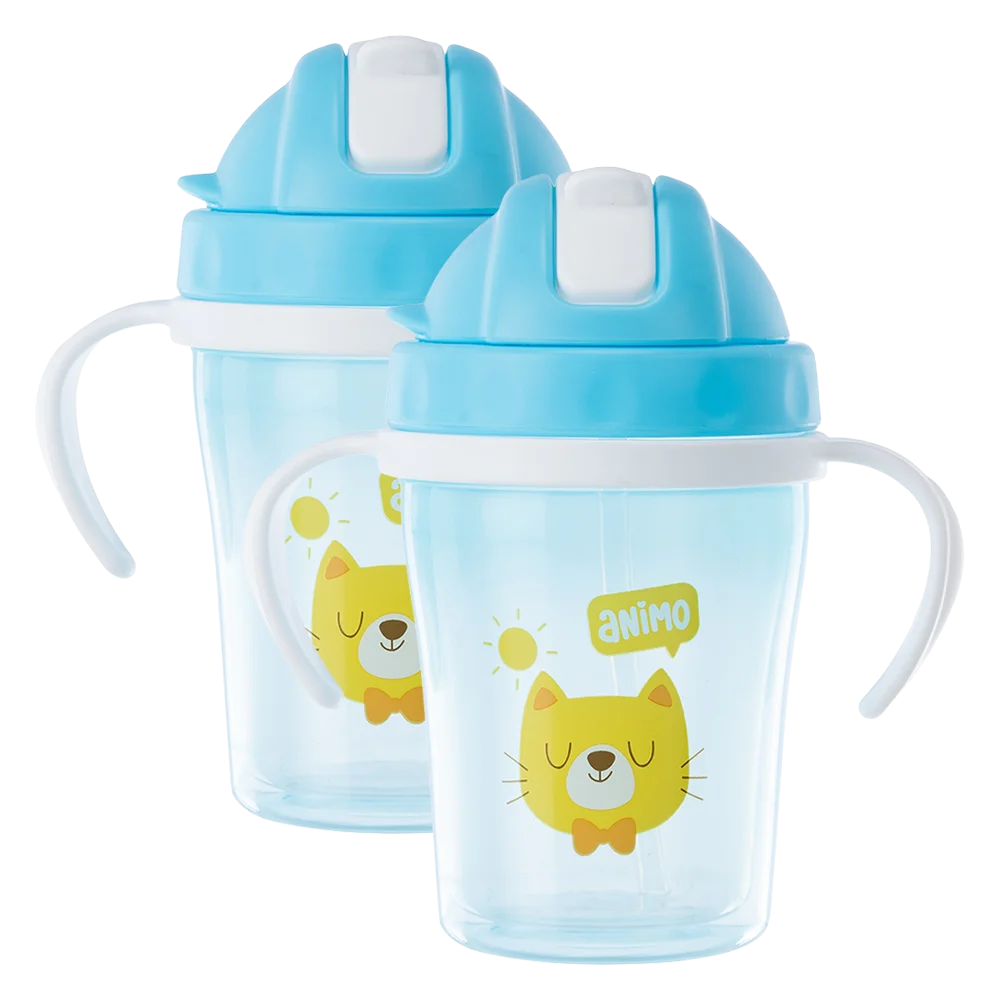 Combo 2 bình tập uống cách nhiệt Animo (240ml, xanh, tay cầm, RK-3431A)