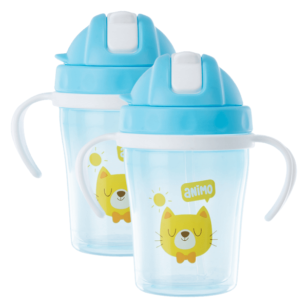 Combo 2 bình tập uống cách nhiệt Animo (240ml, xanh, tay cầm, RK-3431A)