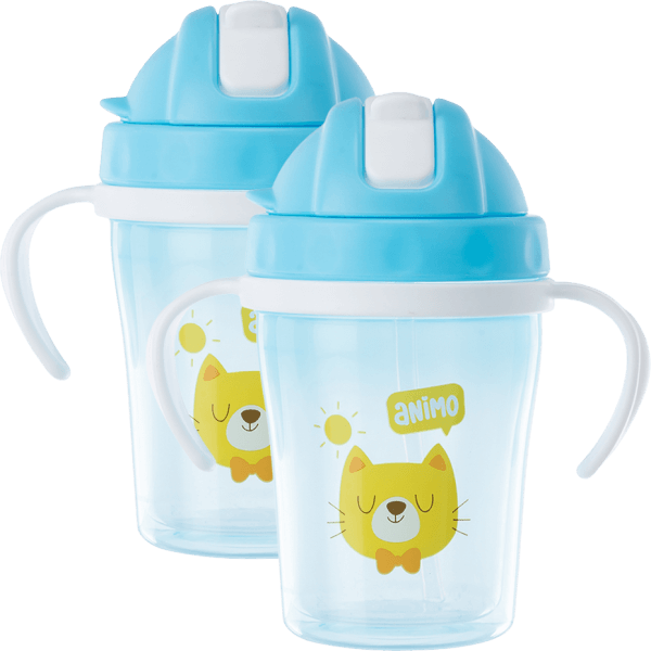 Combo 2 bình tập uống cách nhiệt Animo (240ml, xanh, tay cầm, RK-3431A)