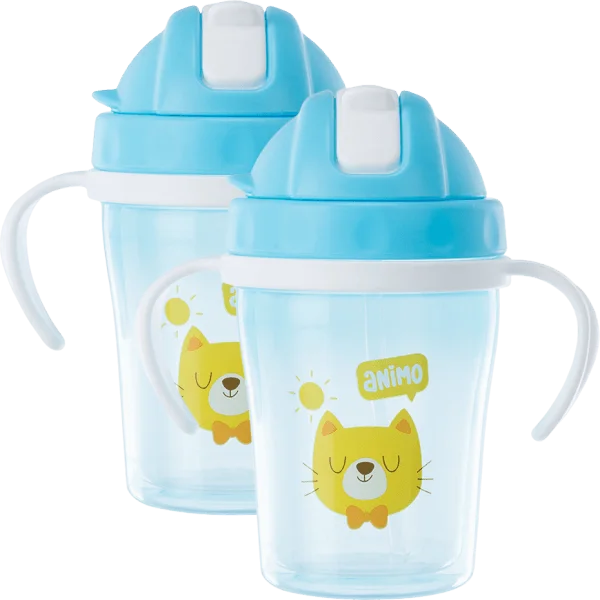 Combo 2 bình tập uống cách nhiệt Animo (240ml, xanh, tay cầm, RK-3431A)