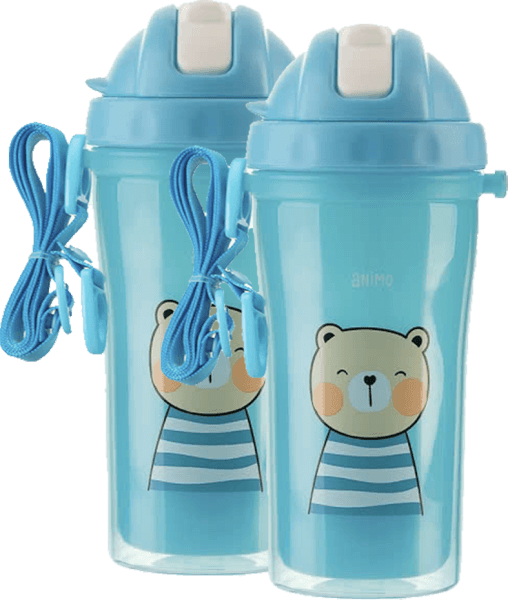 Combo 2 bình tập uống cách nhiệt Animo (340ml, xanh, dây đeo, RK3415)