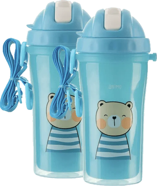 Combo 2 bình tập uống cách nhiệt Animo (340ml, xanh, dây đeo, RK3415)