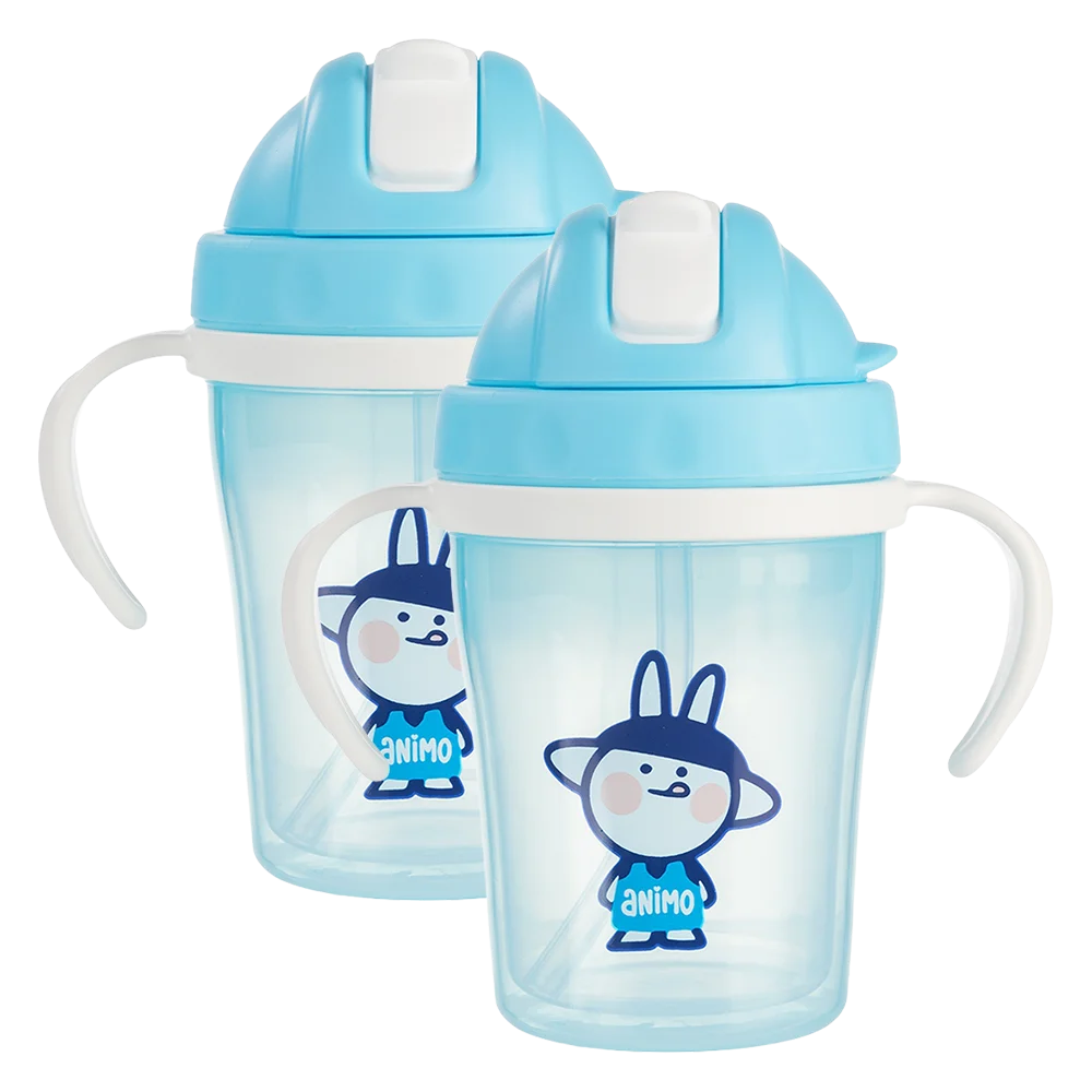 Combo 2 bình tập uống cách nhiệt Animo (240ml, xanh, tay cầm, RK-3431)