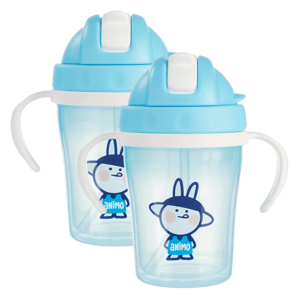 Combo 2 b&igrave;nh tập uống c&aacute;ch nhiệt Animo (240ml, xanh, tay cầm, RK-3431)