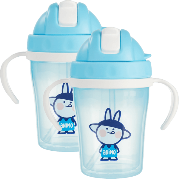 Combo 2 bình tập uống cách nhiệt Animo (240ml, xanh, tay cầm, RK-3431)