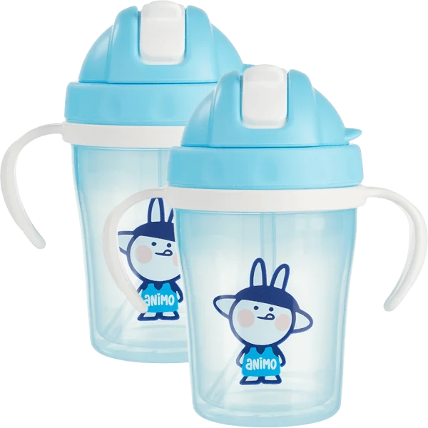 Combo 2 bình tập uống cách nhiệt Animo (240ml, xanh, tay cầm, RK-3431)