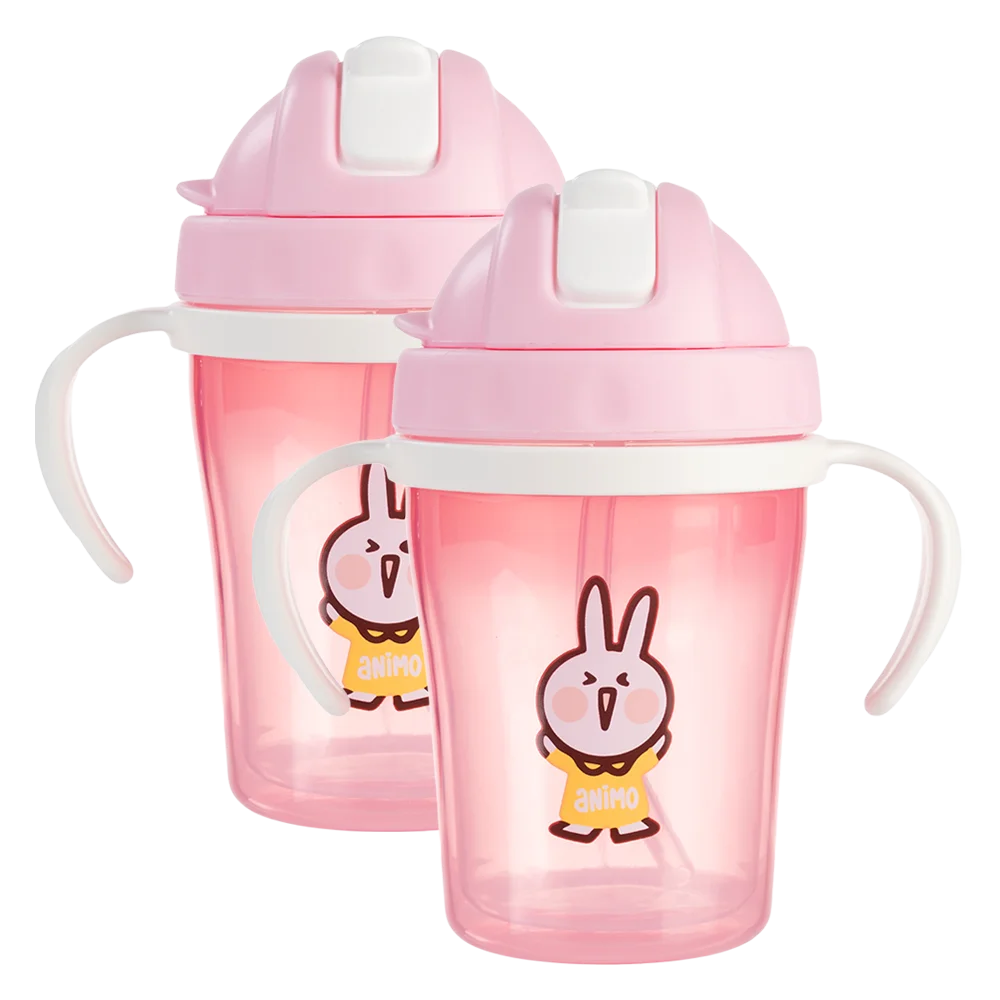 Combo 2 bình tập uống cách nhiệt Animo (240ml, hồng, tay cầm, RK-3431)