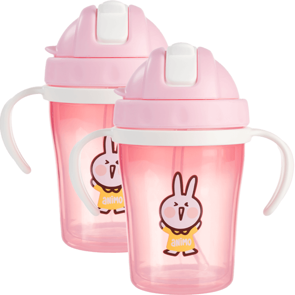 Combo 2 bình tập uống cách nhiệt Animo (240ml, hồng, tay cầm, RK-3431)