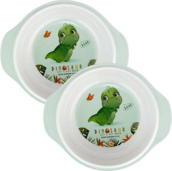 Combo 2 bát ăn dặm melamine cao cấp Moreware (W6082, tay cầm, khủng long)