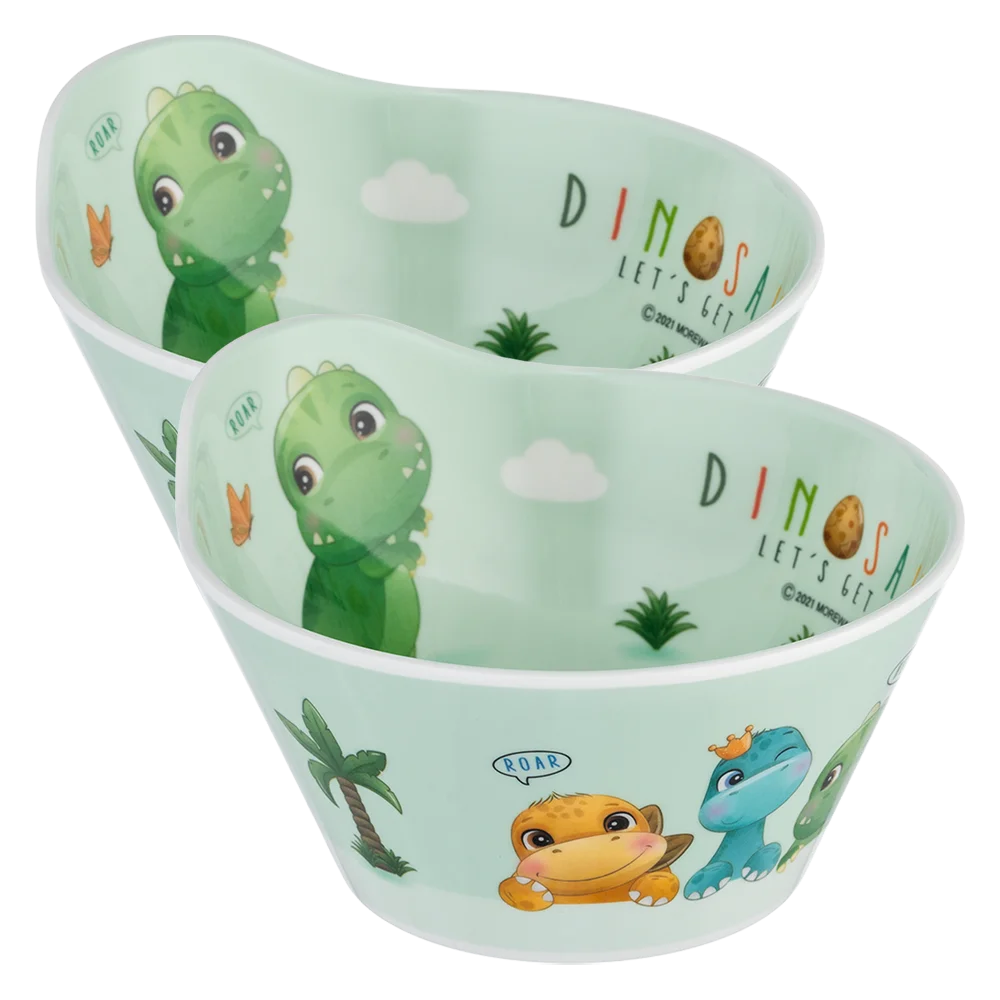 Combo 2 bát ăn dặm melamine cao cấp Moreware (W6015, tròn, khủng long)