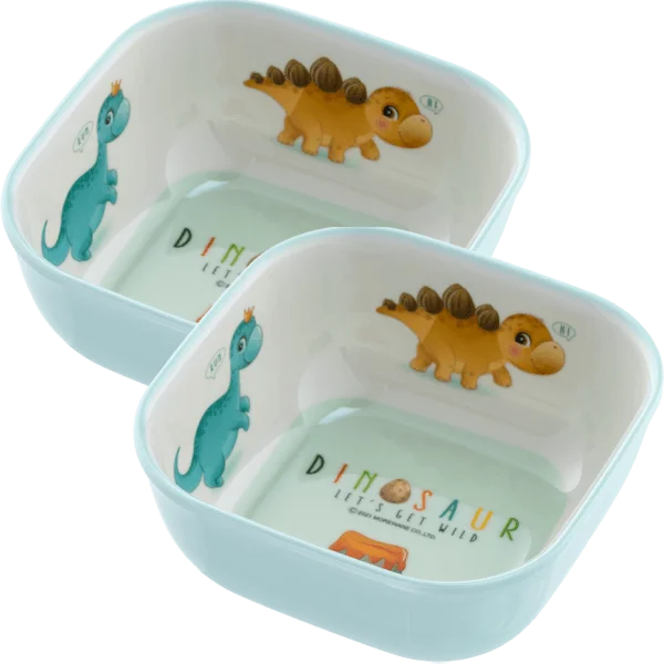 Combo 2 bát ăn dặm melamine cao cấp Moreware (SW6343, vuông, khủng long)