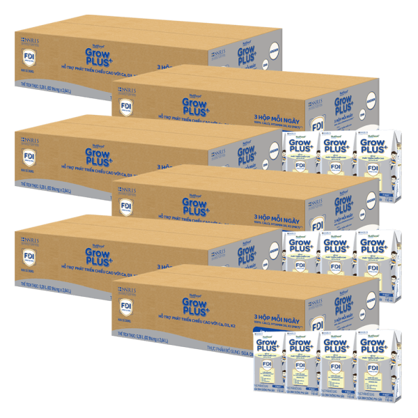Combo 6 thùng thực phẩm bổ sung sữa dinh dưỡng pha sẵn GrowPLUS+ (Bạc), 4x110ml (trên 1 tuổi)