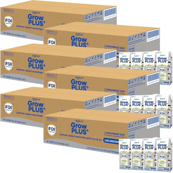 Combo 6 thùng sữa dinh dưỡng pha sẵn GrowPLUS+ (Bạc) 180ml, lốc 4 hộp (Từ 1 tuổi)