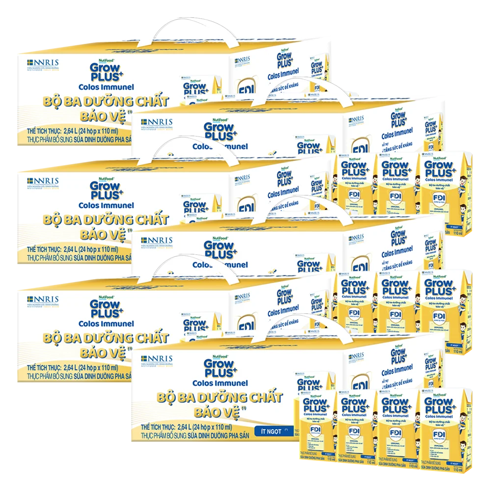 6 Thùng Sữa dinh dưỡng pha sẵn GrowPLUS+ Colos Immunel 110ml, lốc 4 hộp (Từ 1 tuổi)