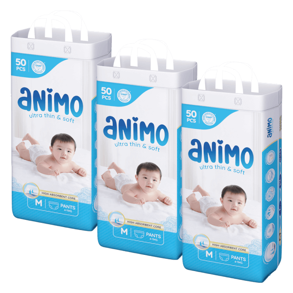 Combo 3 tã quần Animo Siêu Mềm Thoáng (M, 50 miếng)