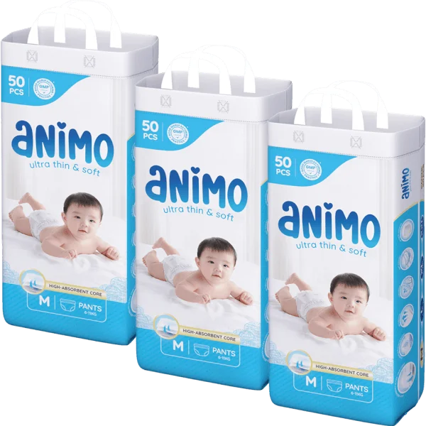 Combo 3 tã quần Animo Siêu Mềm Thoáng (M, 50 miếng)