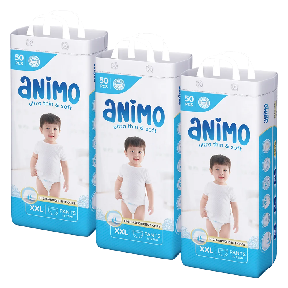 Combo 3 tã Quần Animo Siêu Mềm Thoáng (XXL, 50 miếng)