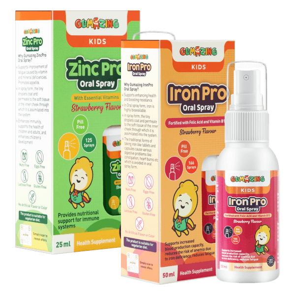 Combo 1 Thực phẩm bảo vệ sức khoẻ Gumazing Iron Pro Oral Spray 50ml và 1 Thực phẩm bảo vệ sức khoẻ Gumazing Zinc Pro Oral Spray 25ml