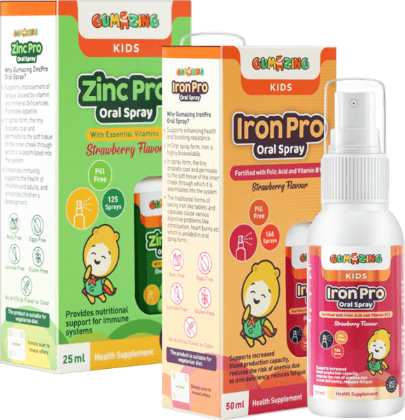Combo 1 Thực phẩm bảo vệ sức khoẻ Gumazing Iron Pro Oral Spray 50ml và 1 Thực phẩm bảo vệ sức khoẻ Gumazing Zinc Pro Oral Spray 25ml