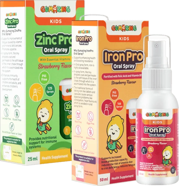 Combo 1 Thực phẩm bảo vệ sức khoẻ Gumazing Iron Pro Oral Spray 50ml và 1 Thực phẩm bảo vệ sức khoẻ Gumazing Zinc Pro Oral Spray 25ml