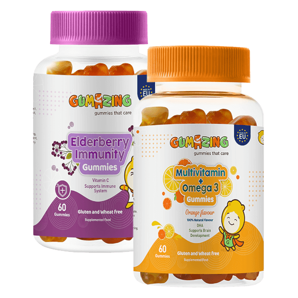 Combo 1 TPBS Gumazing Multivitamin + Omega 3 Gummies và 1 TPBS Gumazing Elderberry Immunity Gummies