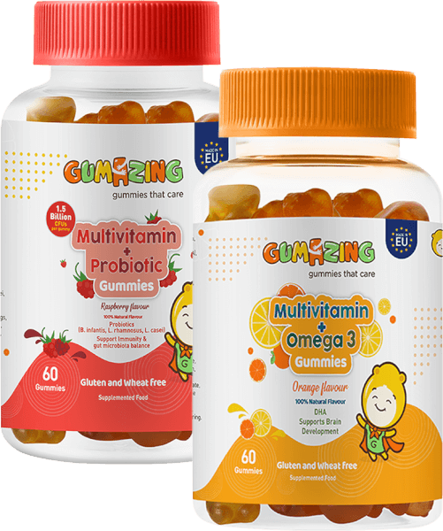 Combo 1 TPBS Gumazing Multivitamin + Omega 3 Gummies và 1 TPBS Gumazing Multivitamin + Probiotic Gummies