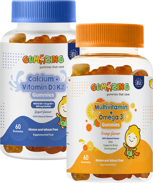 Combo 1 TPBS Gumazing Multivitamin + Omega 3 Gummies và 1 TPBS Gumazing Calcium + Vitamin D3K2 Gummies