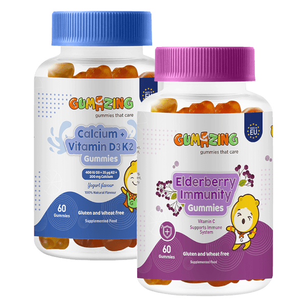 Combo 1 TPBS Gumazing Elderberry Immunity Gummies và 1 TPBS Gumazing Calcium + Vitamin D3K2 Gummies