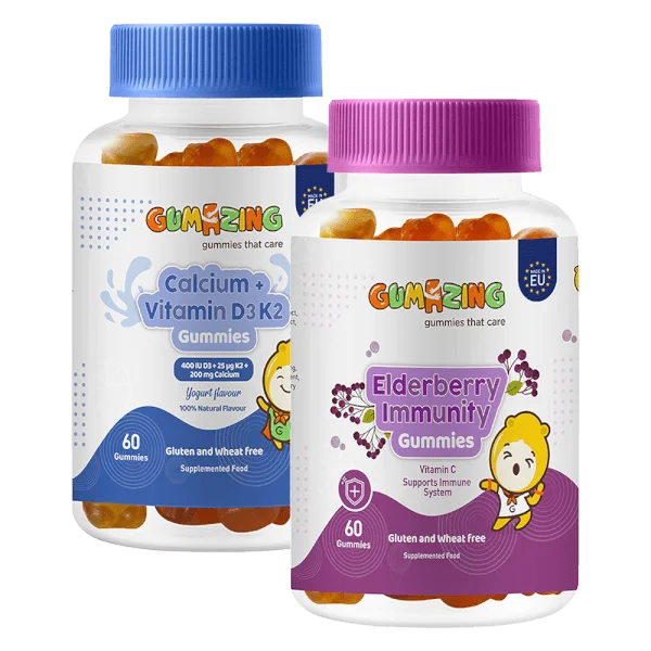 Combo 1 TPBS Gumazing Elderberry Immunity Gummies và 1 TPBS Gumazing Calcium + Vitamin D3K2 Gummies