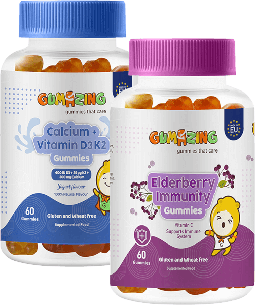 Combo 1 TPBS Gumazing Elderberry Immunity Gummies và 1 TPBS Gumazing Calcium + Vitamin D3K2 Gummies