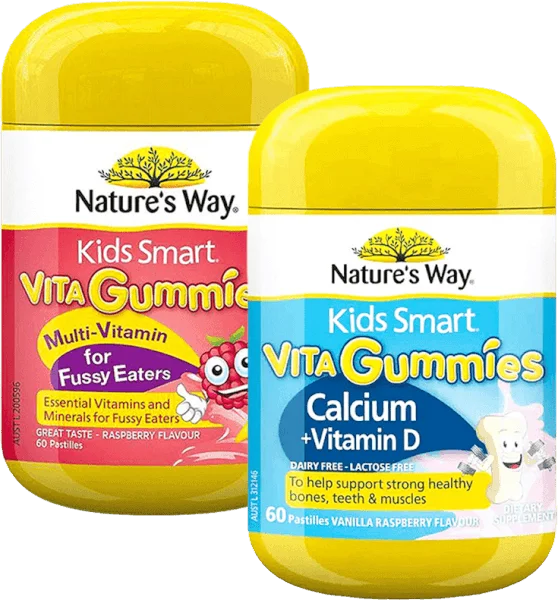 Combo 1 Thực phẩm bảo vệ sức khỏe Nature's Way Vita Gummies Calcium + Vitamin D và 1 Thực phẩm bảo vệ sức khỏe Nature's Way Vita Gummies Multi Vitamin For Fussy Eaters