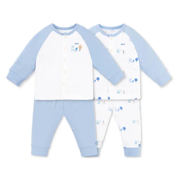 Set 2 Bộ kháng khuẩn Modal dài Animo VD0725008 (0-24M, màu Xanh biển - Trắng, NN05)