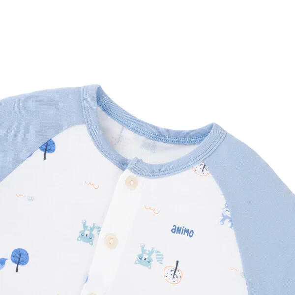 Set 2 Bộ kháng khuẩn Modal dài Animo VD0725008 (0-24M, màu Xanh biển - Trắng, NN05)