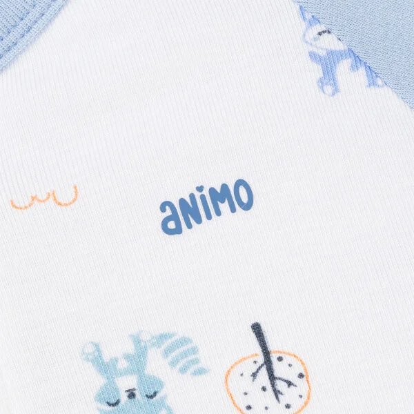 Set 2 Bộ kháng khuẩn Modal dài Animo VD0725008 (0-24M, màu Xanh biển - Trắng, NN05)