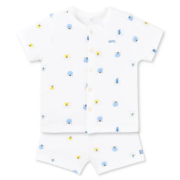 Set 2 Bộ kháng khuẩn Modal ngắn Animo VD0725005 (0-24M, màu Xanh biển - trắng, TT06)