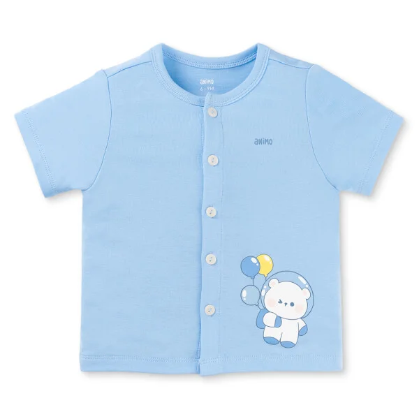 Set 2 Bộ kháng khuẩn Modal ngắn Animo VD0725005 (0-24M, màu Xanh biển - trắng, TT06)